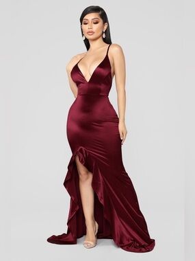 Fashion Nova Temporary Love Satin Mermaid Dress